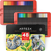 ARTEZA Inkonic Fineliners Fine Point Pens, Set of 48 Fine Tip Markers with Color Numbers, 0.4mm Tips, Ergonomic Barrels, Brilliant Assorted Colors for
