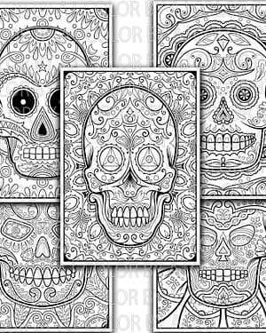 10 A4 Sugar Skulls Coloring Pages Digital Download Coloring Pages For Adults And Children